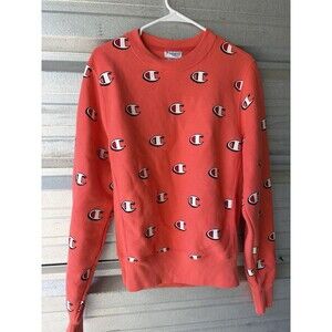 Vintage Y2K Champion Logo All Over Print Pullover Sweatshirt Size